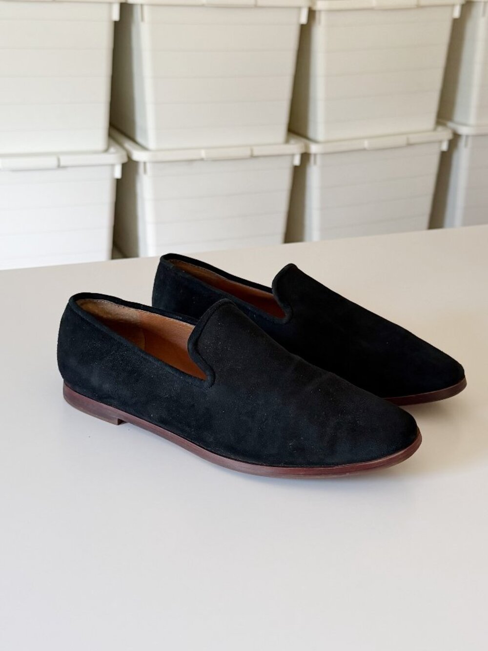 Franco Sarto Rachella Suede Loafers Black Size 7